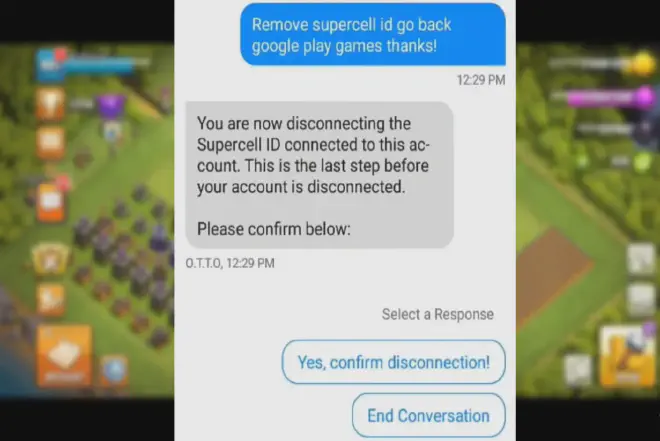 Tutorial image for Supercell ID change email process.