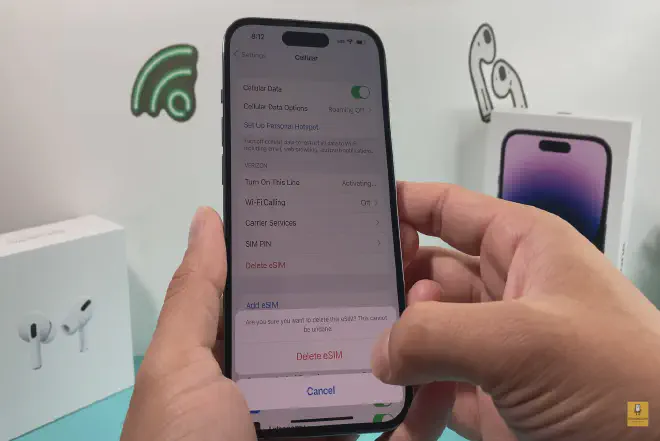 An image showing the process to delete eSIM from an iPhone